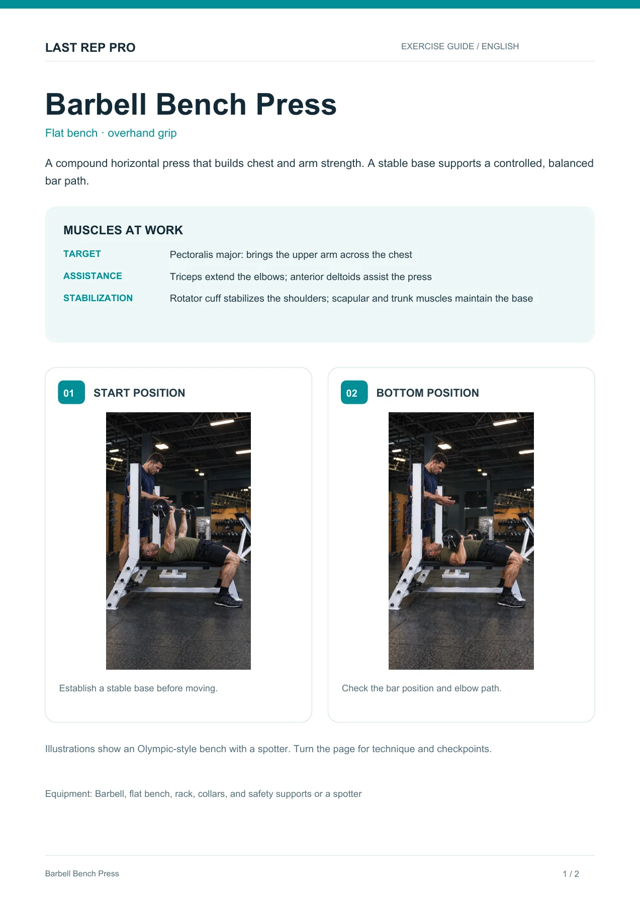 Barbell Bench Press: English PDF page 1 of 2