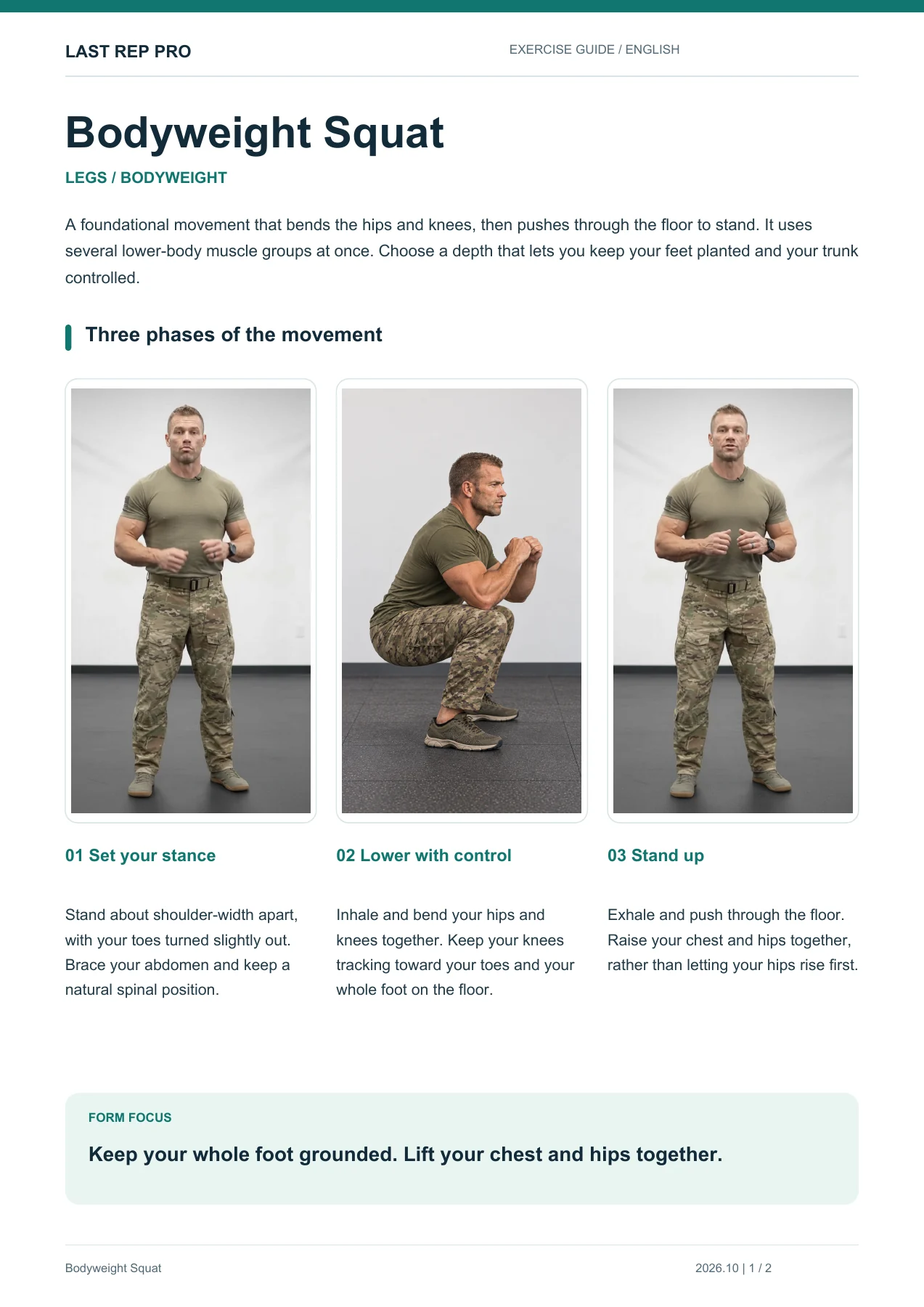 Bodyweight Squat: English PDF page 1 of 2