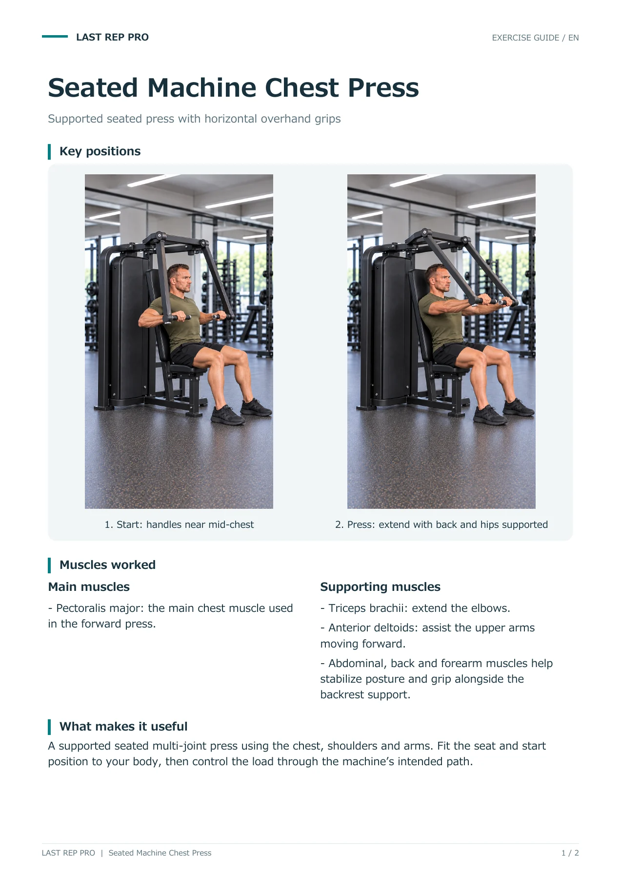 Seated Machine Chest Press: English PDF page 1 of 2