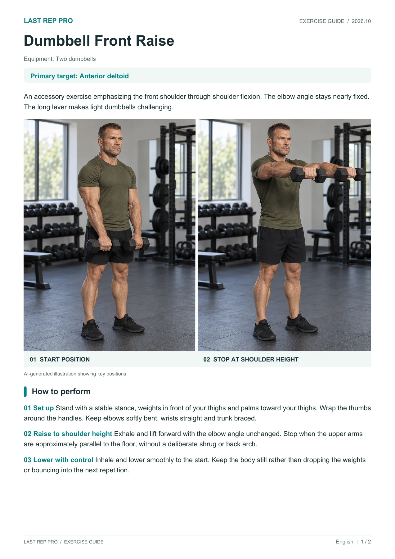 Dumbbell Front Raise: English PDF page 1 of 2
