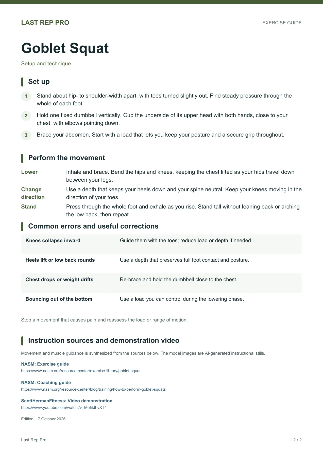 Goblet Squat: English PDF page 2 of 2