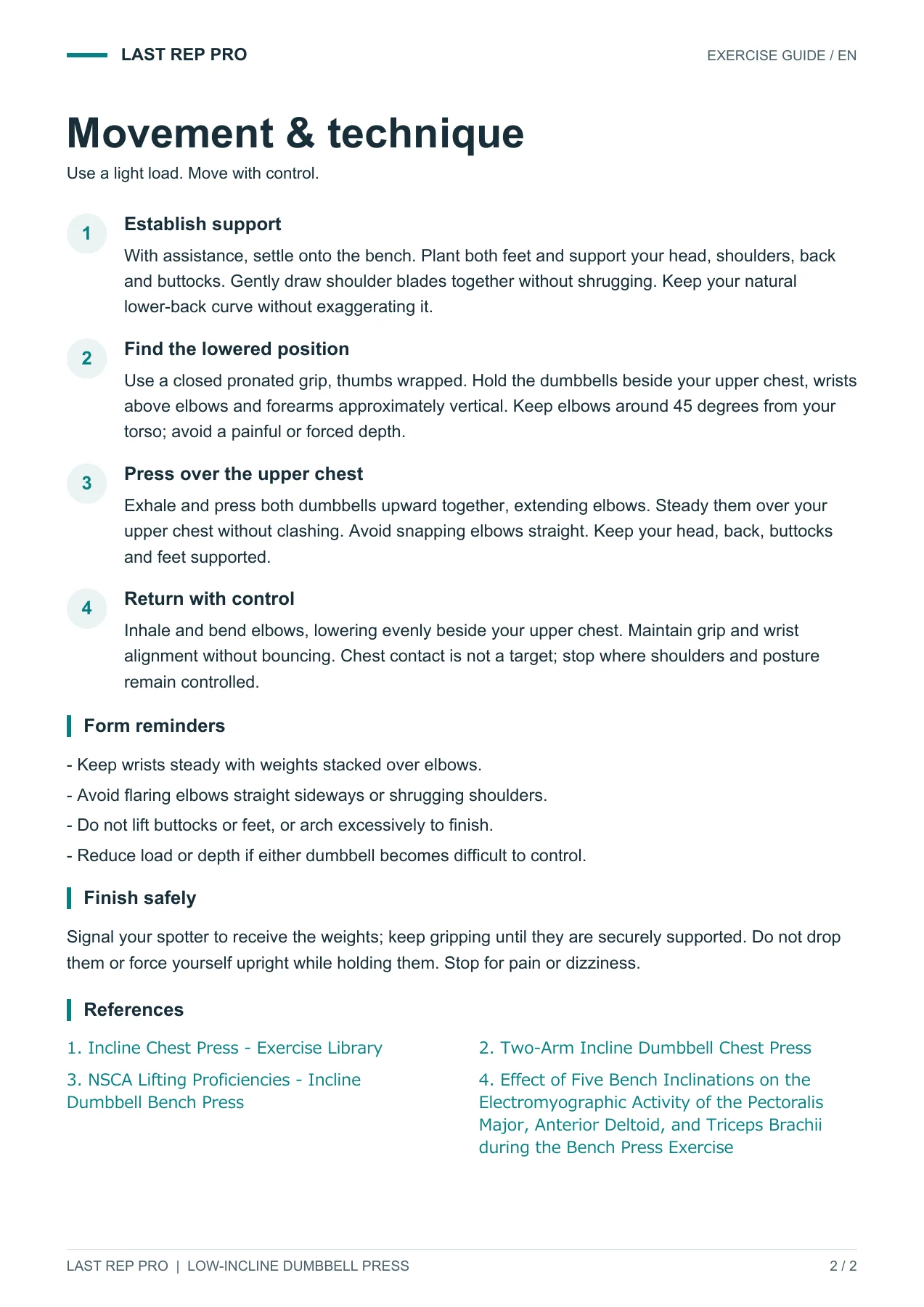 Incline Dumbbell Bench Press: English PDF page 2 of 2