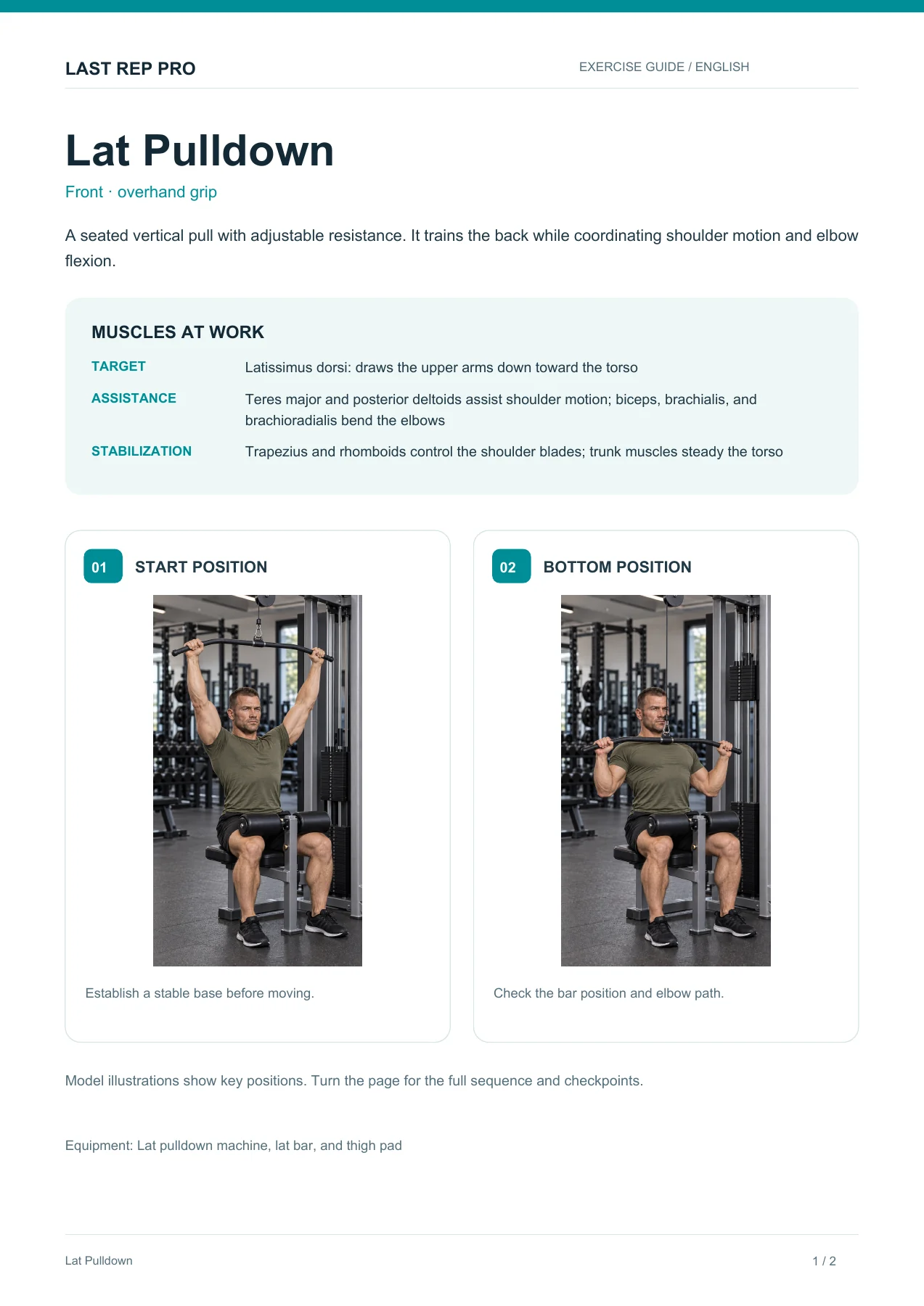 Lat Pulldown: English PDF page 1 of 2