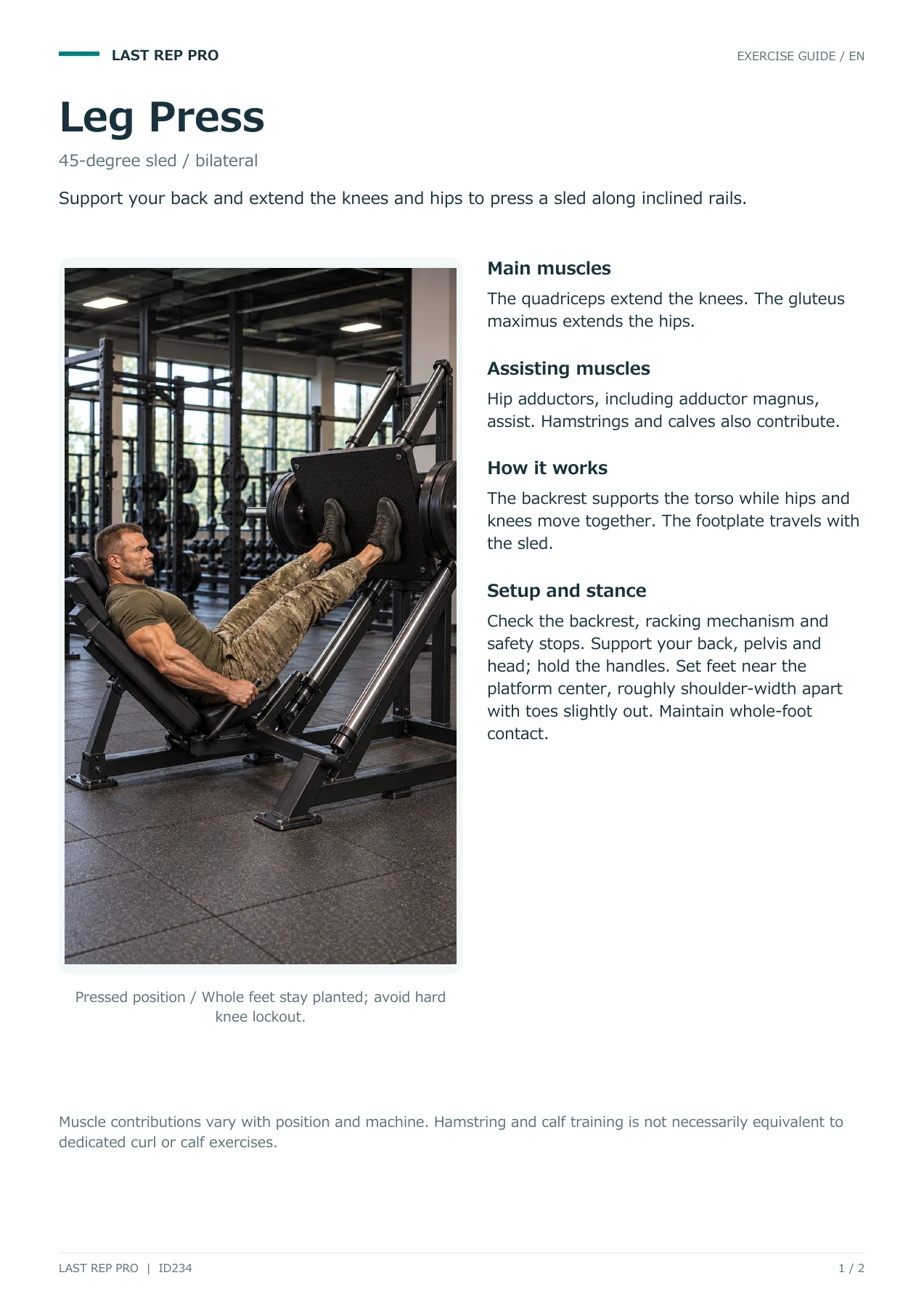 Leg Press: English PDF page 1 of 2