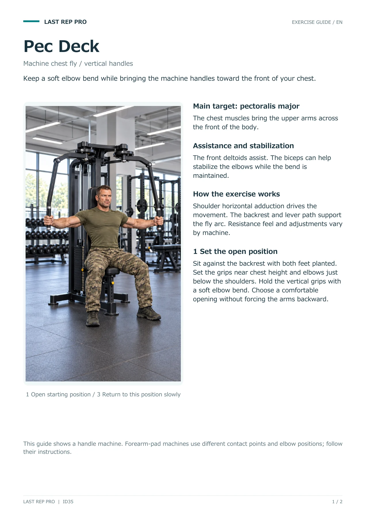 Pec Deck: English PDF page 1 of 2