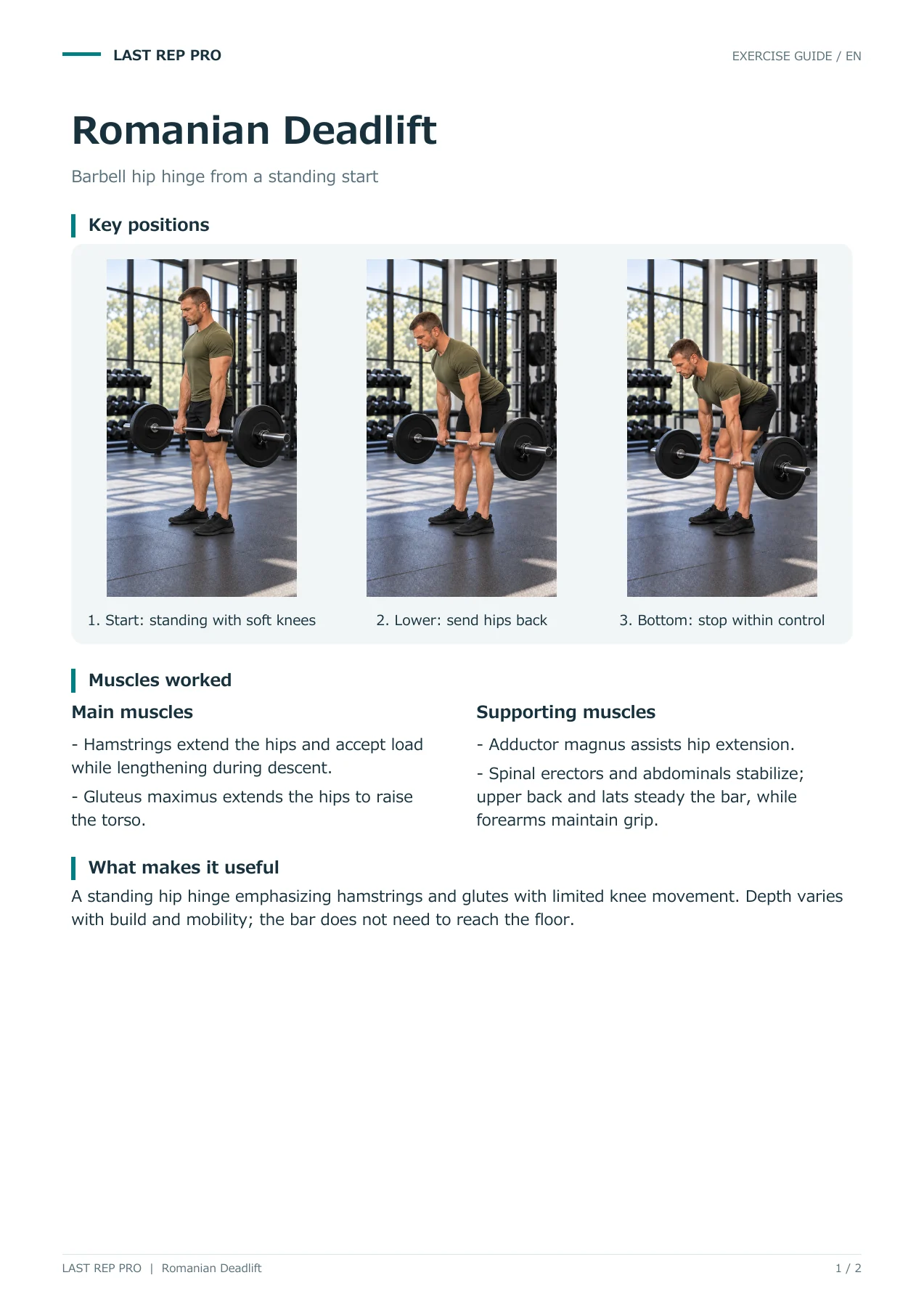 Romanian Deadlift: English PDF page 1 of 2