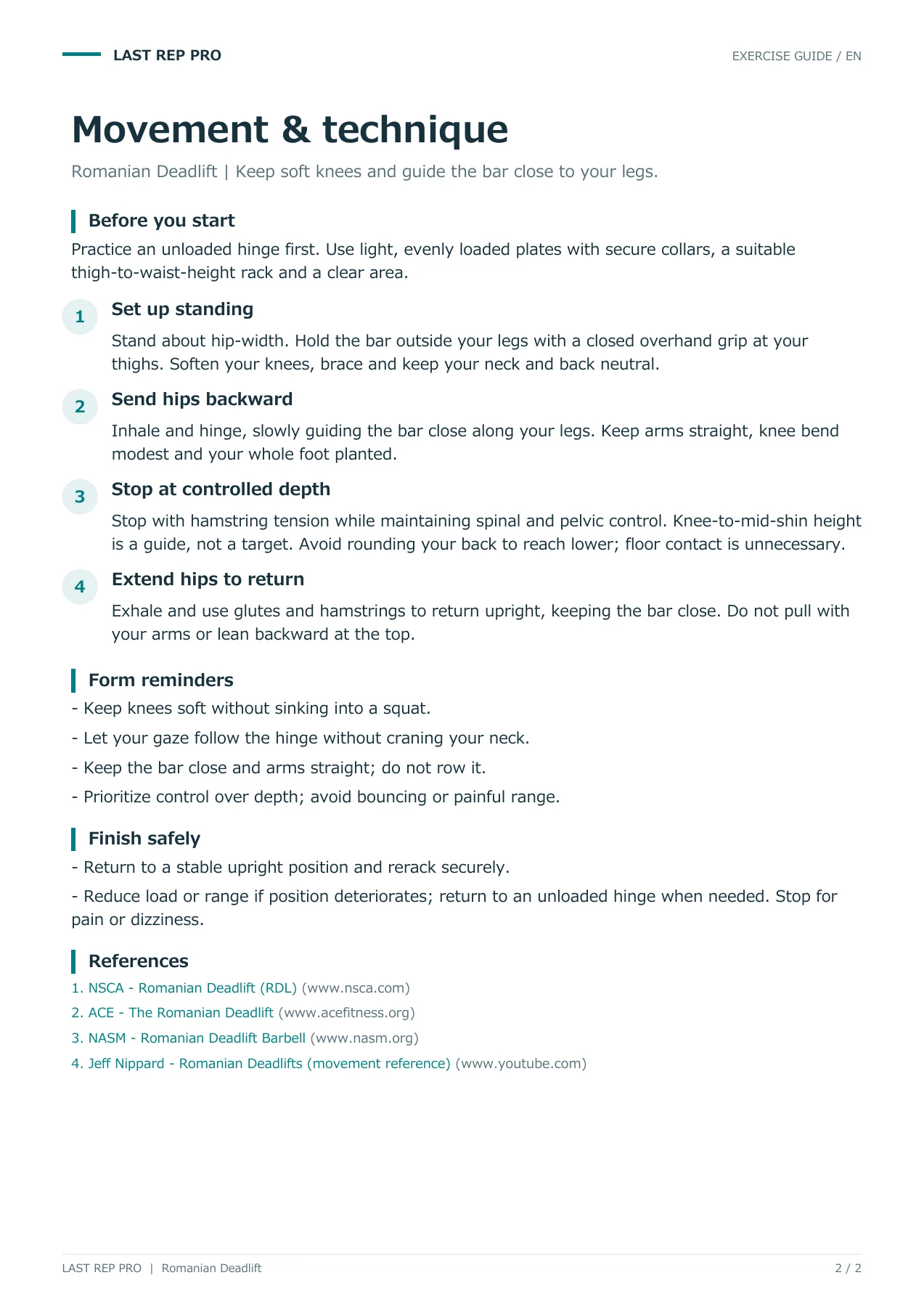 Romanian Deadlift: English PDF page 2 of 2