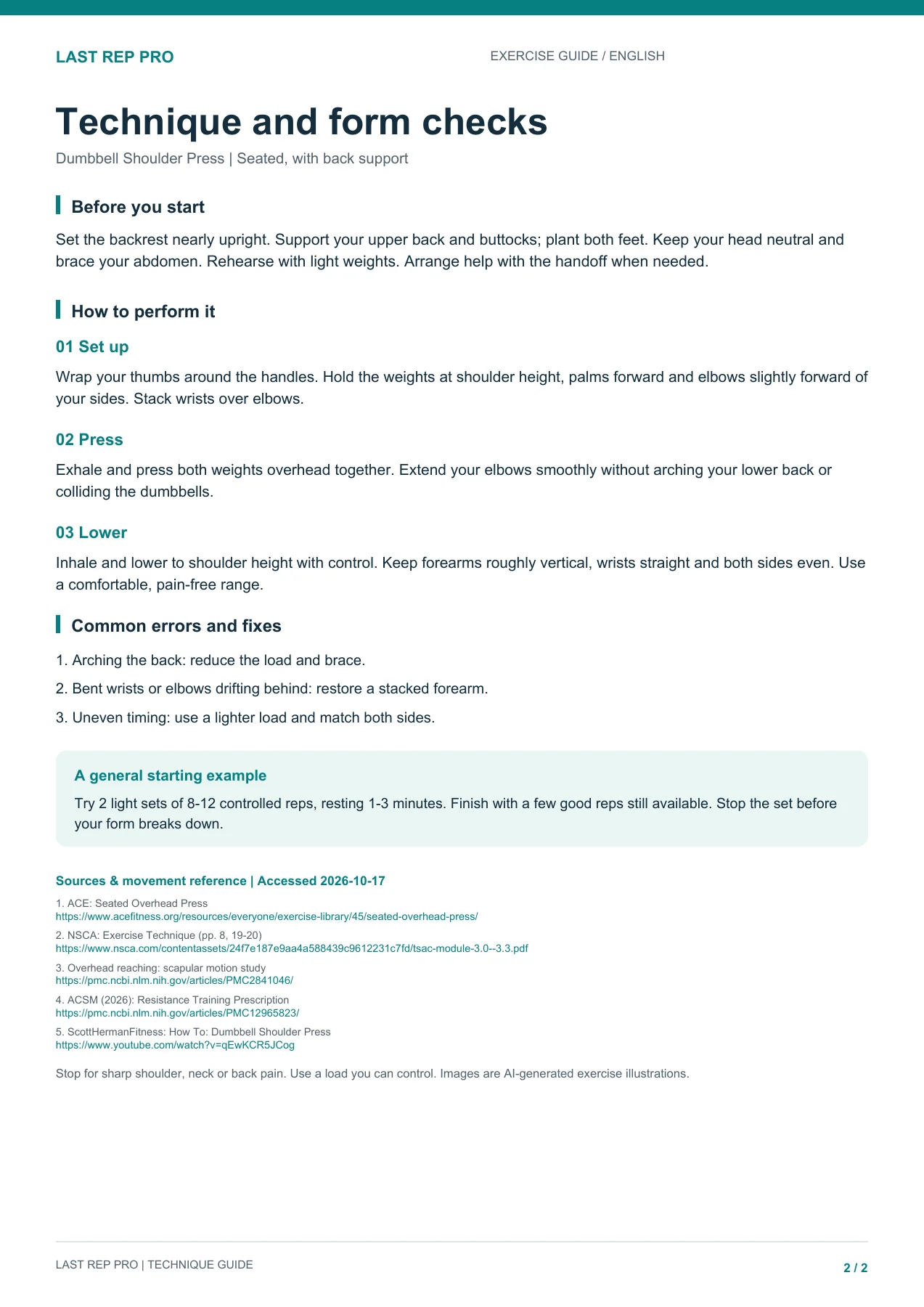 Seated Dumbbell Shoulder Press: English PDF page 2 of 2