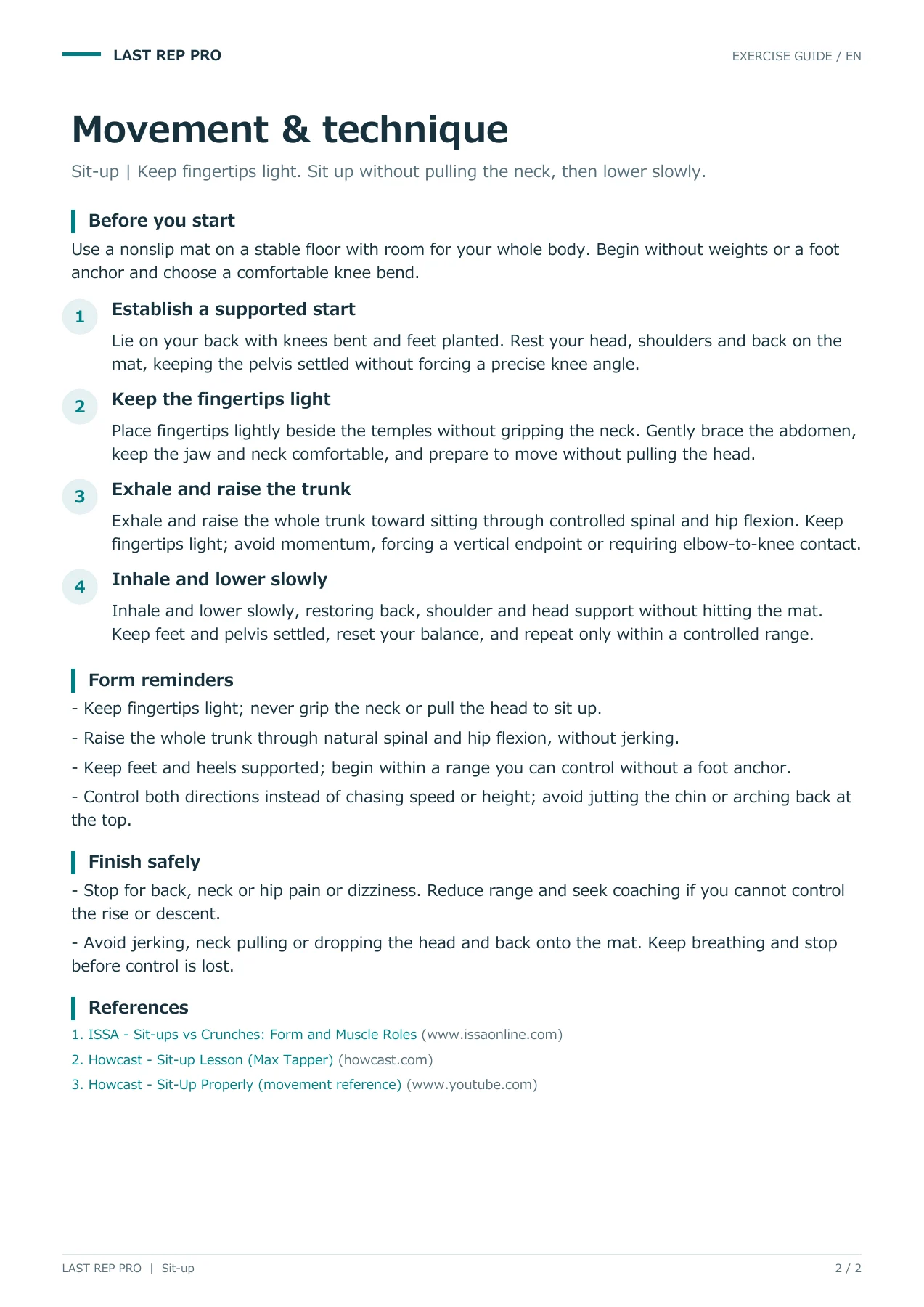 Sit-up: English PDF page 2 of 2