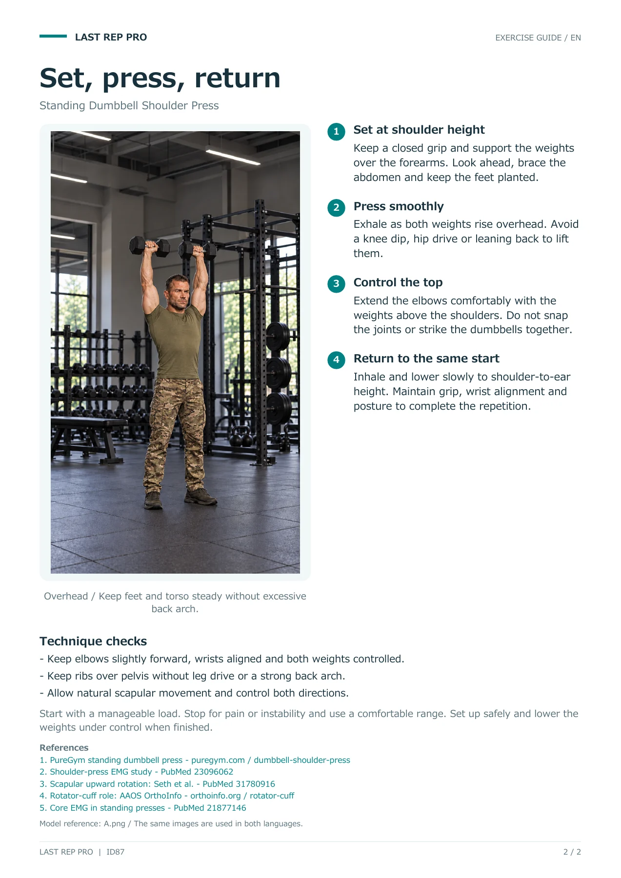 Standing Dumbbell Shoulder Press: English PDF page 2 of 2