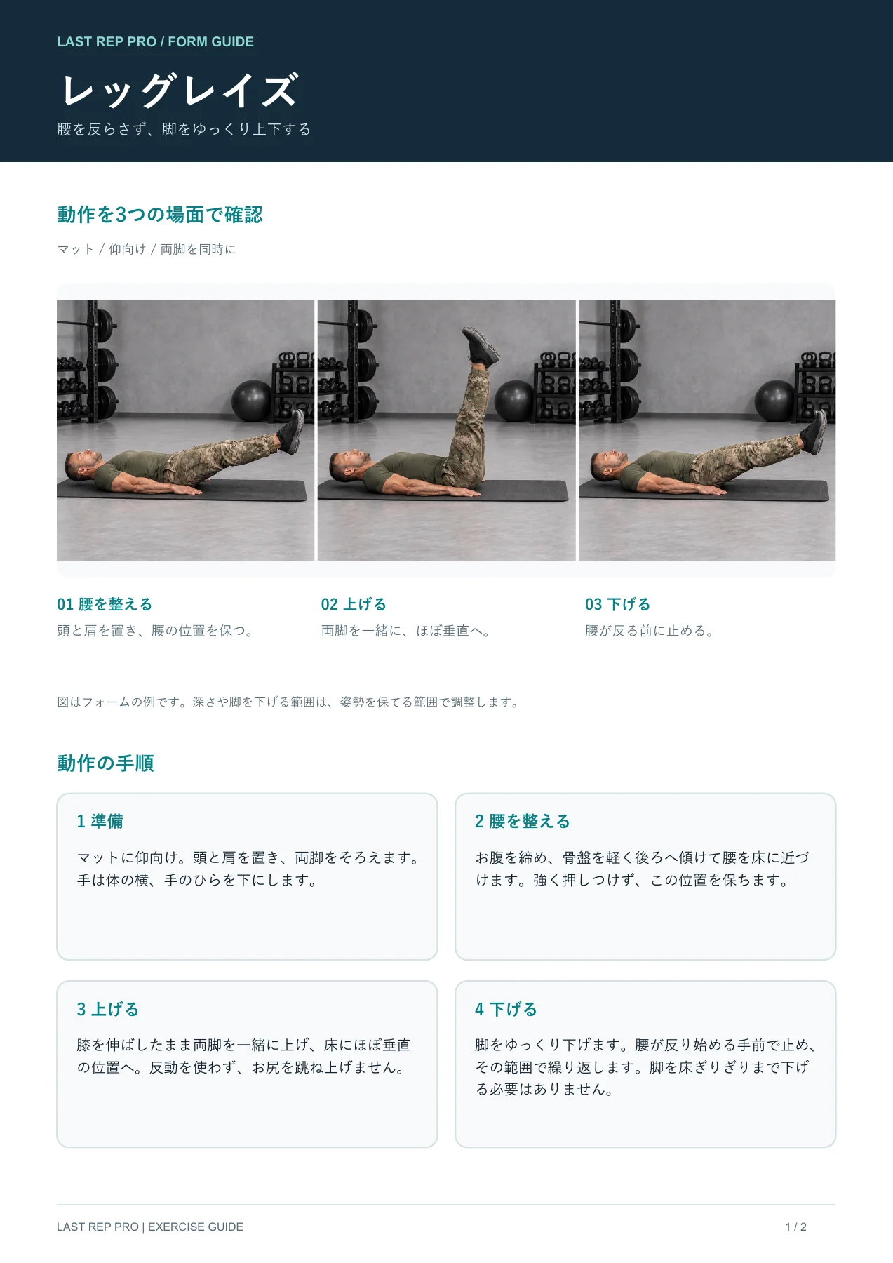 レッグレイズ:解説PDF 1 / 2ページ