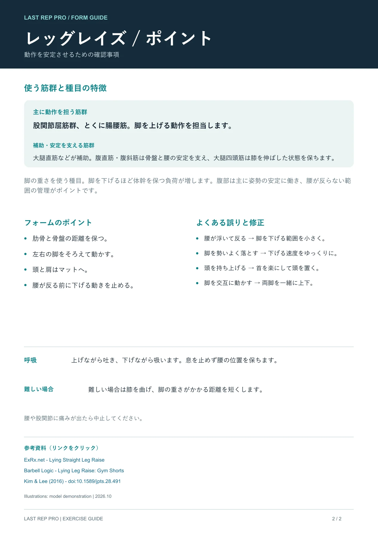 レッグレイズ:解説PDF 2 / 2ページ