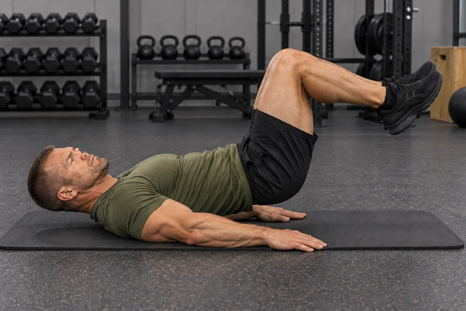 Curl: gently bring the pelvis toward the ribs